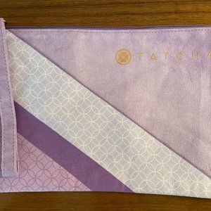 Tatcha Slim Wristlet 100% cotton Makeup Cosmetic Bag Purple NWOB 11 in x 7.5 in